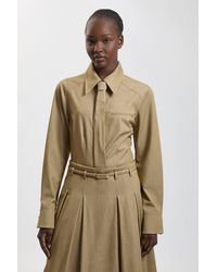 Karen Millen - Tailored Tie Neck Shirt - Lyst