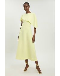 Karen Millen - Soft Tailored Cape Detail Tailored Midi Dress - Lyst