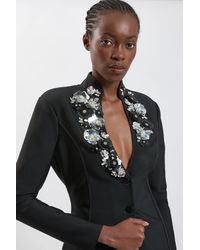 Karen Millen - Embellished Figure Form Fitted Blazer Jacket - Lyst