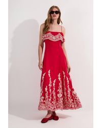 Karen Millen - Embroidered Applique Strappy Midi Dress - Lyst