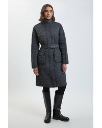 Karen Millen - Quilted Tipped Long Coat - Lyst