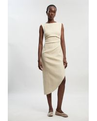 Karen Millen - Boucle Tailored Ruched Detail Midi Dress - Lyst