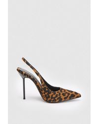Karen Millen - Leather Print Slingback Heeled Shoe - Lyst