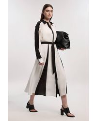 Karen Millen - Petite Colour Block Fluid Tencel Woven Maxi Shirt Dress - Lyst