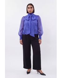 Karen Millen - Plus Size High Neck Ruched Detail Blouse - Lyst