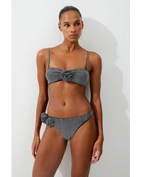 Karen Millen - Premium Embellished Rosette Bandeau Bikini Top - Lyst
