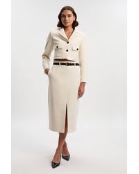 Karen Millen - Textured Tweed Belted Tailored Pencil Skirt - Lyst