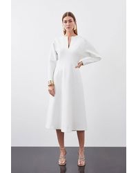Karen Millen - Structured Crepe Tailored Keyhole Rounded A Line Midaxi Dress - Lyst
