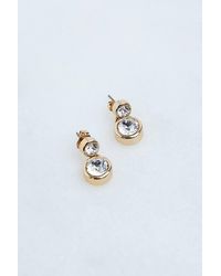 Karen Millen - 14Kt Plated Hand Set European Crystal Solitaire Drop Earrings - Lyst