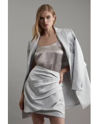 Karen Millen - Structured Viscose Satin Tailored Ruched Mini Skirt - Lyst