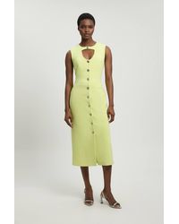 Karen Millen - Compact Stretch Button Tailored Midi Dress - Lyst