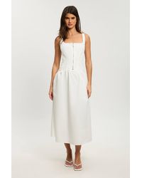 Karen Millen - Petite Tailored Cotton Sateen Full Midi Dress - Lyst