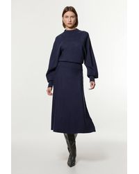 Karen Millen - Wool Look Rounded Sleeve Knit Midi Dress - Lyst