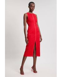 Karen Millen - Lace Sleeveless Woven Midi Dress - Lyst