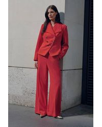 Karen Millen - Soft Tailored Wide Leg Trouser - Lyst