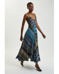Karen Millen - Stripe Strappy Woven Midi Dress - Lyst