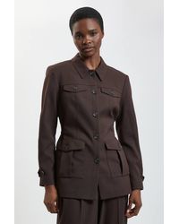 Karen Millen - Herringbone Texture Utility Jacket - Lyst
