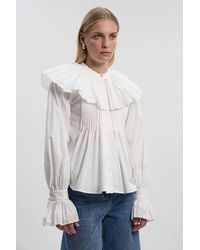 Karen Millen - Petite Cotton Poplin Pleat Detail Woven Shirt - Lyst