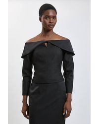 Karen Millen - Asymmetric Bardot Tailored Jacket - Lyst