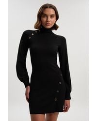 Karen Millen - Viscose Blend Popper Detail Knitted Mini Dress - Lyst