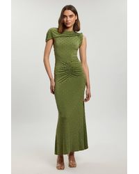 Karen Millen - Petite Twist Detail Studded Jersey Maxi Dress - Lyst