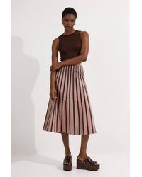 Karen Millen - Leather Stripe Mix Full Midi Skirt - Lyst