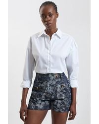 Karen Millen - Jacquard Denim Shorts - Lyst