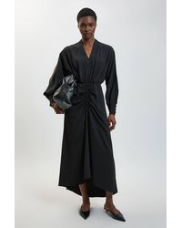 Karen Millen - Split Sleeve Asymmetric Detail Midi Dress - Lyst