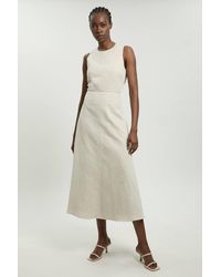 Karen Millen - Petite Premium Linen Clean Tailored Midi Dress - Lyst