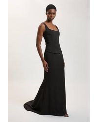 Karen Millen - Compact Viscose Fishtail Maxi Skirt - Lyst