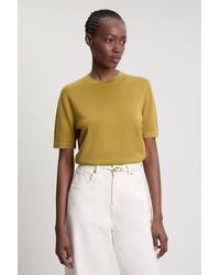 Karen Millen - Viscose Blend Knit Crew Neck Short Sleeve Top - Lyst