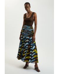 Karen Millen - Petite Viscose Georgette Animal Print Drop Hem Woven Maxi Skirt - Lyst