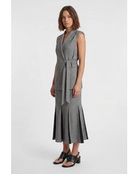 Karen Millen - Soft Tailored Check Wrap Detail Sleeveless Blazer - Lyst