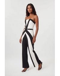 Karen Millen - Compact Stretch Colour Block Tailored Bandeau Jumpsuit - Lyst