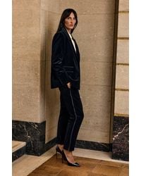 Karen Millen - Harper's Bazaar Velvet And Satin Mix Slim Leg Trouser - Lyst