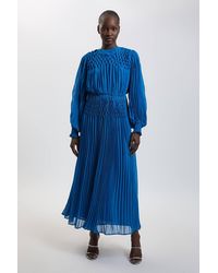 Karen Millen - Pleated Beaded Detail Balloon Sleeve Maxi Dress - Lyst