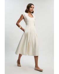 Karen Millen - Compact Stretch Dropped Waist Full Skirted Midi Dress - Lyst