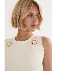 Karen Millen - Buckle Trim Knitted Top - Lyst