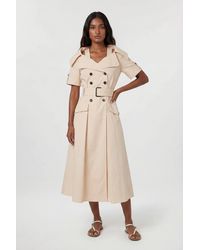 Karen Millen - Tailored Cotton Trench Belted Full Skirted Midi Dress - Lyst