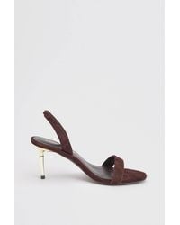 Karen Millen - Leather Strappy Metallic Heeled Sandal - Lyst