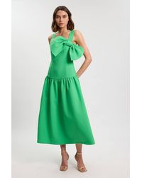 Karen Millen - Bow Detail Drop Waist Midi Dress - Lyst