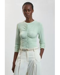 Karen Millen - Crepe Jersey Ruche Front Top - Lyst