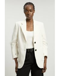 Karen Millen - Compact Stretch Ruched Sleeve Detail Single Breasted Blazer - Lyst