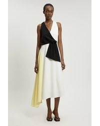 Karen Millen - Soft Tailored Colour Block Detail Midi Dress - Lyst