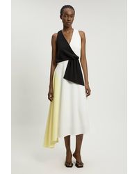 Karen Millen - Soft Tailored Colour Block Detail Midi Dress - Lyst