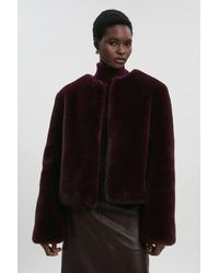Karen Millen - Collarless Faux Fur Jacket - Lyst