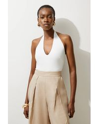 Karen Millen - Stretch Cotton Jersey Halter Jersey Bodysuit - Lyst