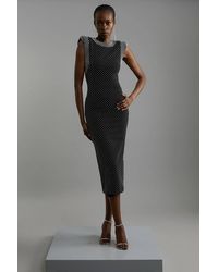 Karen Millen - Studded Ponte Jersey Midi Dress - Lyst