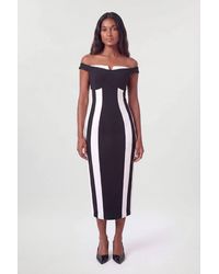 Karen Millen - Compact Stretch Colour Block Bardot Midi Dress - Lyst