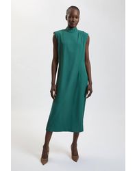 Karen Millen - High Neck Tie Detail Asymmetric Midi Dress - Lyst